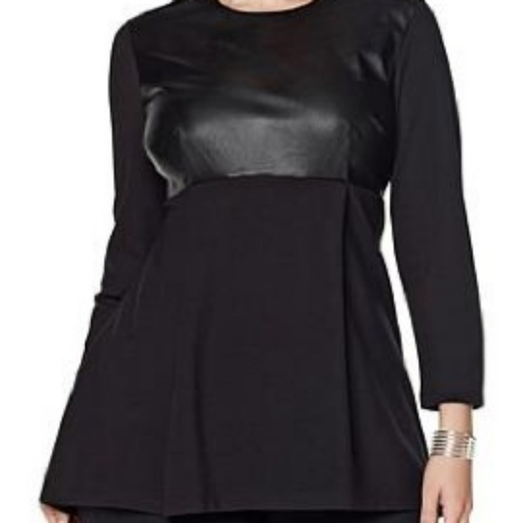 Melissa McCarthy Seven7 Tops - Seven7 Vegan Leather Peplum